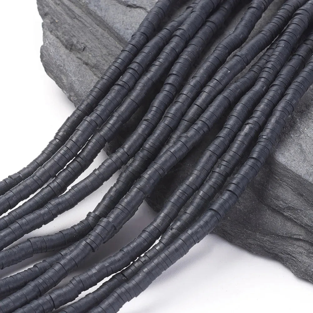 Heishi Pärlor - Svart 4mm 1 Sträng Hilmas Pyssel