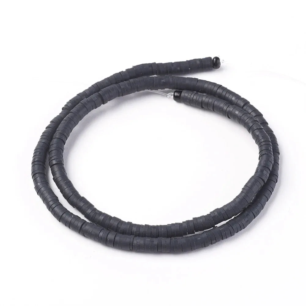 Heishi Pärlor - Svart 4mm 1 Sträng Hilmas Pyssel