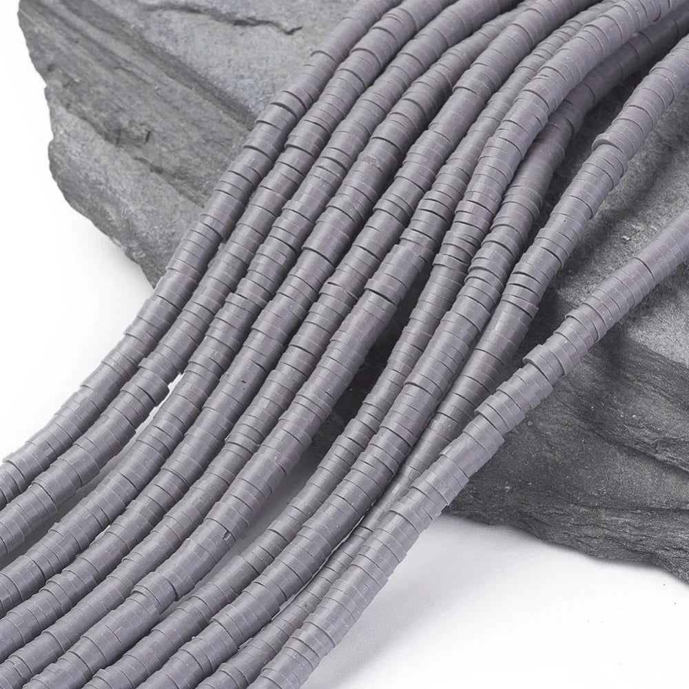 Heishi Pärlor - Grå 4mm 1 Sträng Hilmas Pyssel