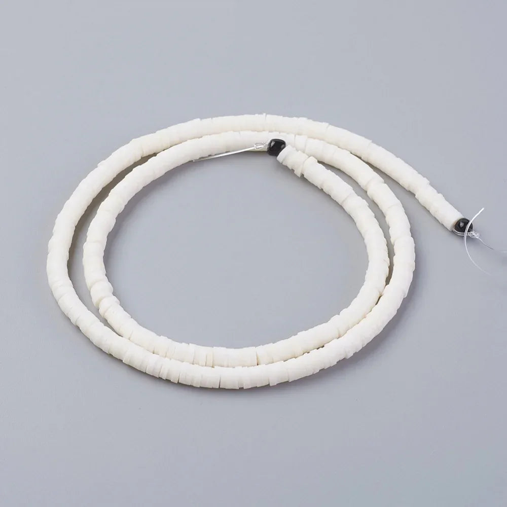 Heishi Pärlor - Vit 4mm 1 Sträng Hilmas Pyssel