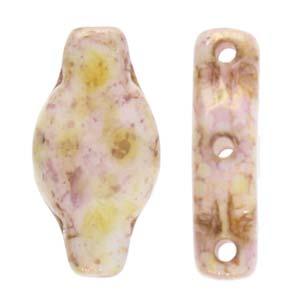 Navette - White Opaque Lila Gold Luster 6x12mm 10gram Hilmas Pyssel