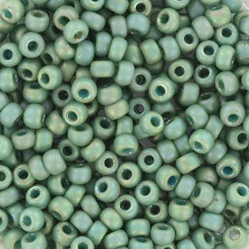 Miyuki Seed Beads - Opaque Glazed Frosted Rainbow Celadon 8/0, 10 gram Miyuki
