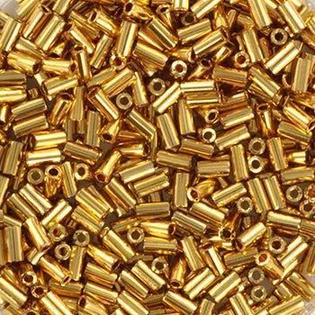 Miyuki Bugle Beads 3 mm - 24K Gold Plated, 10 gram Miyuki