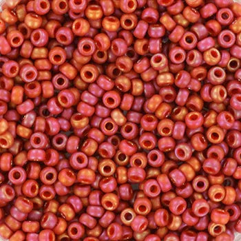 Miyuki Seed Beads - Opaque Glazed Frosted Rainbow Cardinal 11/0, 10 gram Miyuki