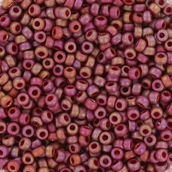Miyuki Seed Beads - Opaque Glazed Frosted Rainbow Dark Red 11/0, 10 gram Miyuki