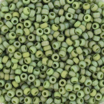 Miyuki Seed Beads - Opaque Glazed Frosted Rainbow Pistachio 11/0, 10 gram Miyuki