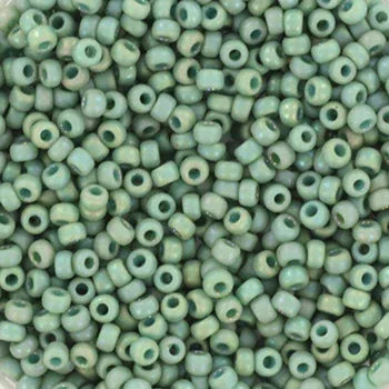 Miyuki Seed Beads - Opaque Glazed Frosted Rainbow Celadon 11/0, 10 gram Miyuki
