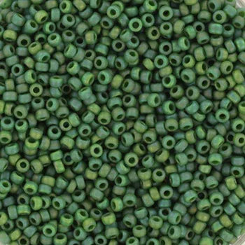 Miyuki Seede beads - Opaque Glazed Frosted Turtle Green 15/0, 10 gram Miyuki