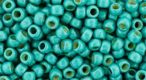 TOHO seed beads - PermaFinish Frosted Galvanized Turquoise 8/0, 10 gram TOHO