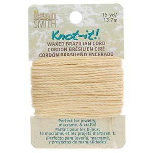 Knot-it Waxed Brazilian cord - Cream 13,7 m Beadsmith