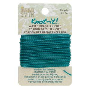 Knot-it Waxed Brazilian cord - Havgrön 13,7 m Beadsmith