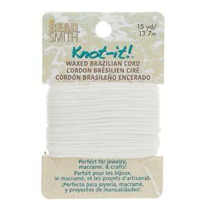 Knot-it Waxed Brazilian cord - Vit 13,7 m Beadsmith