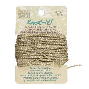 Knot-it Waxed Brazilian cord - Metallic Guld/Silver 13,7 m Beadsmith