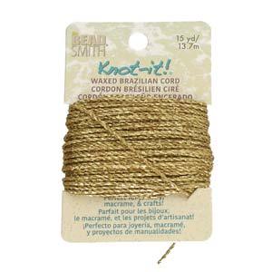 Knot-it Waxed Brazilian cord - Metallic Gold 13,7 m Beadsmith