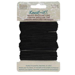 Knot-it Waxed Brazilian cord - Svart 4 x 13,7 m Beadsmith