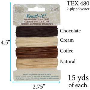 Knot-it Waxed Brazilian cord - Java Vibes 4 x 13,7 m Beadsmith