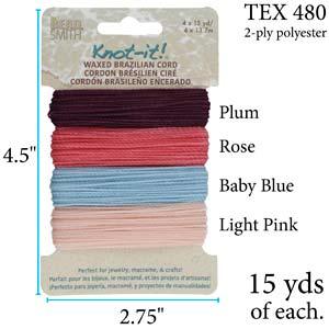 Knot-it Waxed Brazilian cord - Youthful Expressions 4 x 13,7 m Beadsmith