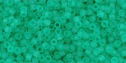 TOHO Seed Beads - Transparent Frosted Dark Peridot 15/0, 10 gram TOHO