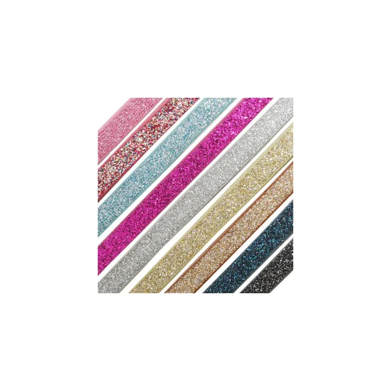 Läderimitation platt bred - Glittrig svart 5mm, 20 cm Hilmas Pyssel