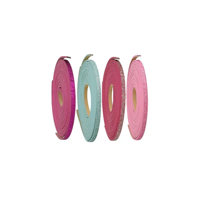 Läderimitation platt bred - Glittrig rosa / multi 5mm, 20 cm Hilmas Pyssel