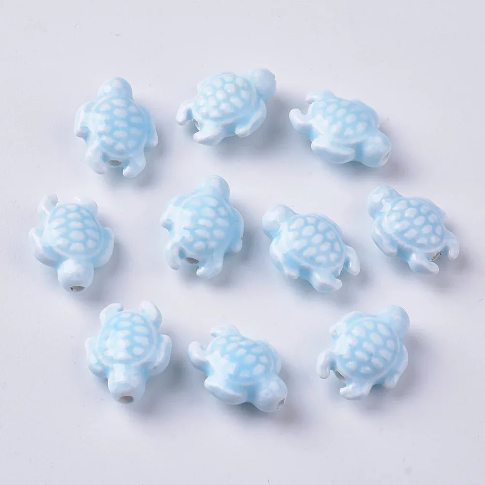 Porslinspärla - Sköldpadda, Turkos 1 Styck Hilmas Pyssel