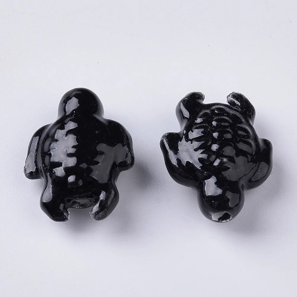 Porslinspärla - Sköldpadda, Svart 1 styck Hilmas Pyssel