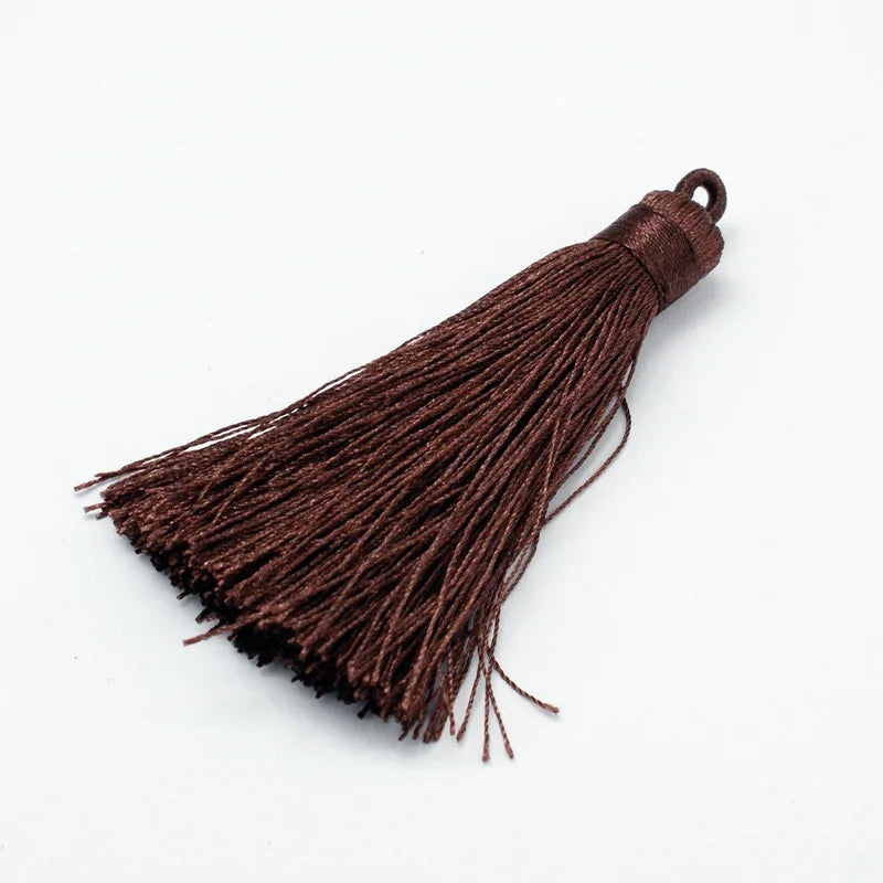 Hänge tassel polyester - Stor Brun 70-75mm 1 styck Hilmas Pyssel