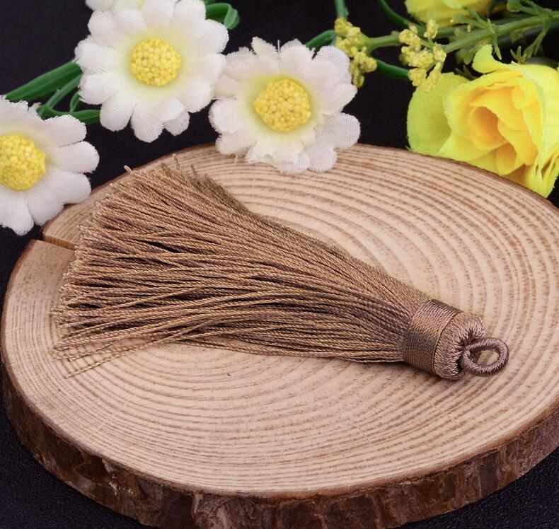 Hänge tassel polyester - Stor Ljusbrun 70-75mm 1 styck Hilmas Pyssel
