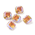 Kinesisk strass - Kvadrat med blomma Paradise Shine (orange) 10mm 1 styck Hilmas Pyssel
