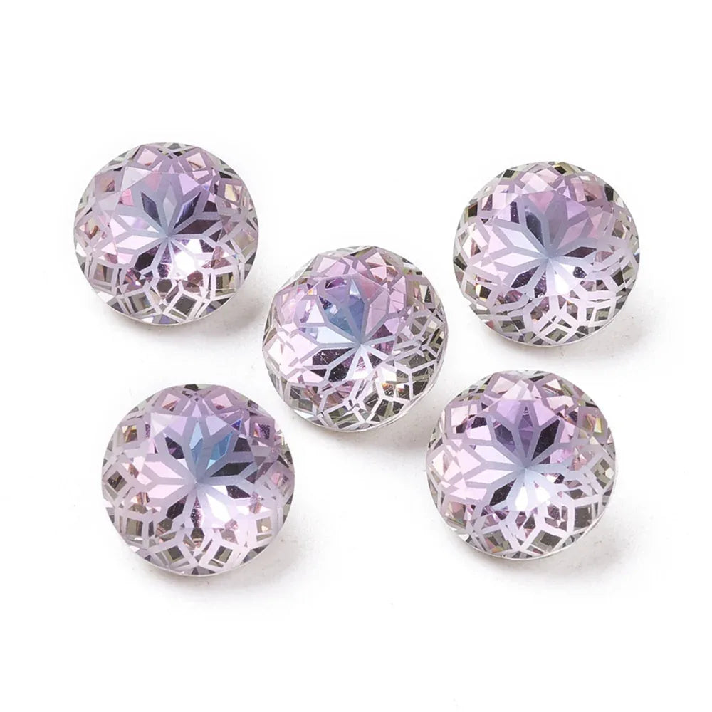 Kinesisk strass - Rund med blomma Vitrail Light 10mm 1 styck Hilmas Pyssel
