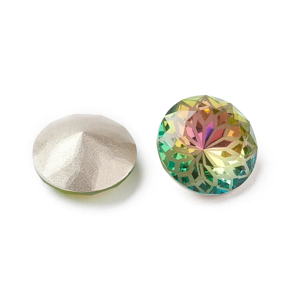 Kinesisk Strass - Rund med Blomma Vitrail Rose 14mm 1 styck Hilmas Pyssel