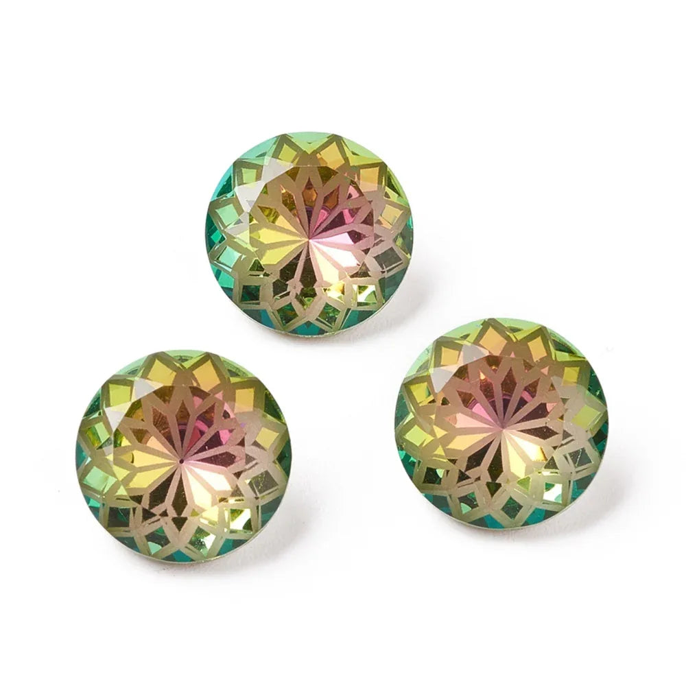 Kinesisk Strass - Rund med Blomma Vitrail Rose 14mm 1 styck Hilmas Pyssel