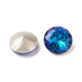 Kinesisk strass - Rund med blomma Bermuda Blue 14mm 1 styck Hilmas Pyssel