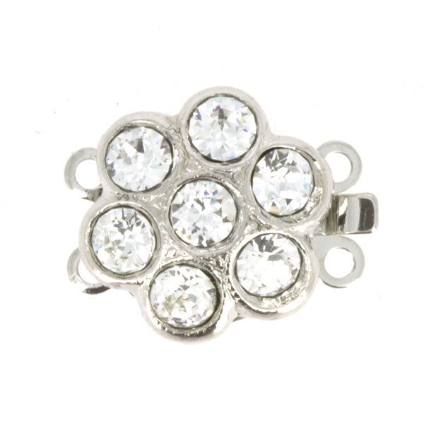 Claspgarten insticklås - Blomma med Swarovski kristaller, rhodiumpläterad 10mm 2- radigt, 1 styck Claspgarten