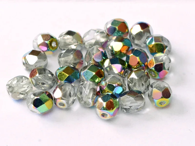 Tjeckiska Firepolish - Crystal Vitrail 4mm, 50-pack Hilmas Pyssel
