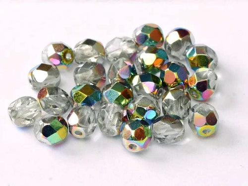 Tjeckiska Firepolish - Crystal Vitrail 4mm, 50-pack Hilmas Pyssel