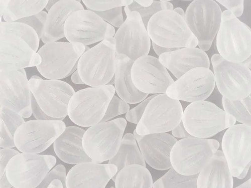 Preciosa Engraved Pip - Crystal Matte 9x14mm, 5-pack Preciosa
