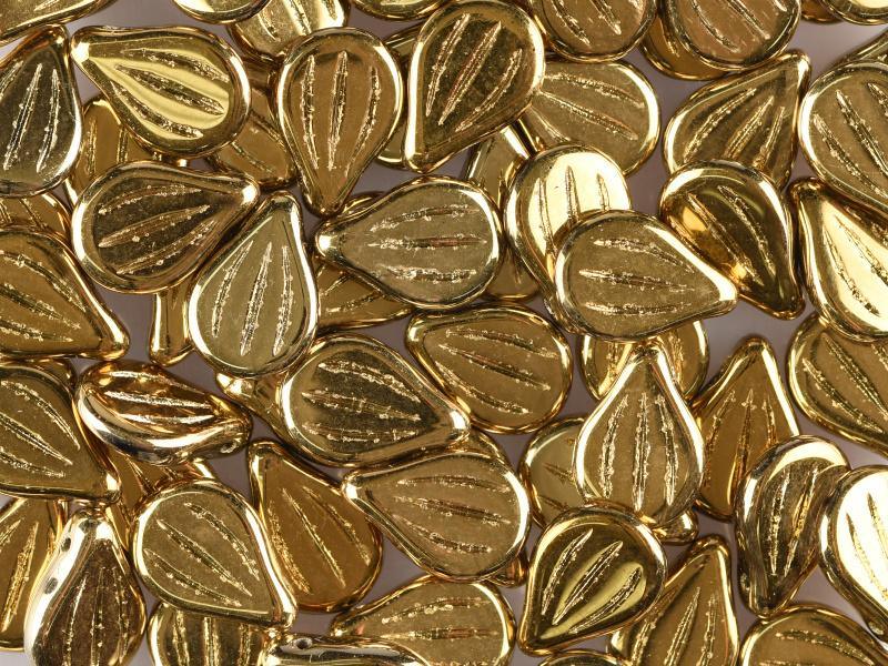 Preciosa Engraved Pip - Jet Full Amber 9x14mm, 5-pack Preciosa