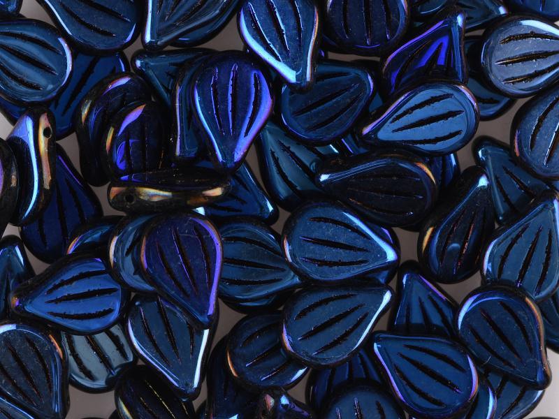 Preciosa Engraved Pip - Jet Full Azuro 9x14mm, 5-pack Preciosa