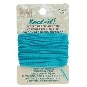 Knot-it Waxed Brazilian cord- Aqua 13,7 m Beadsmith