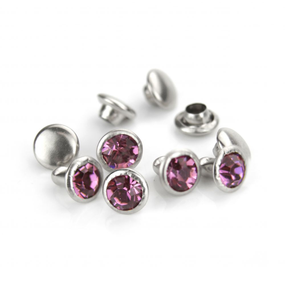 ImpressArt - Czech Crystal Snap Rivets, Round - Amethyst 50 st ImpressArt