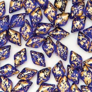 Matubo Gemduo - Gold Splash Cobalt 8x5mm, 10 gram Matubo