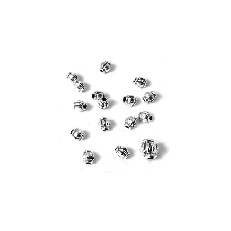 Mellandel silverfärgad - Minipumpa med ränder 3,4x4mm 20-pack Grekisk Metall