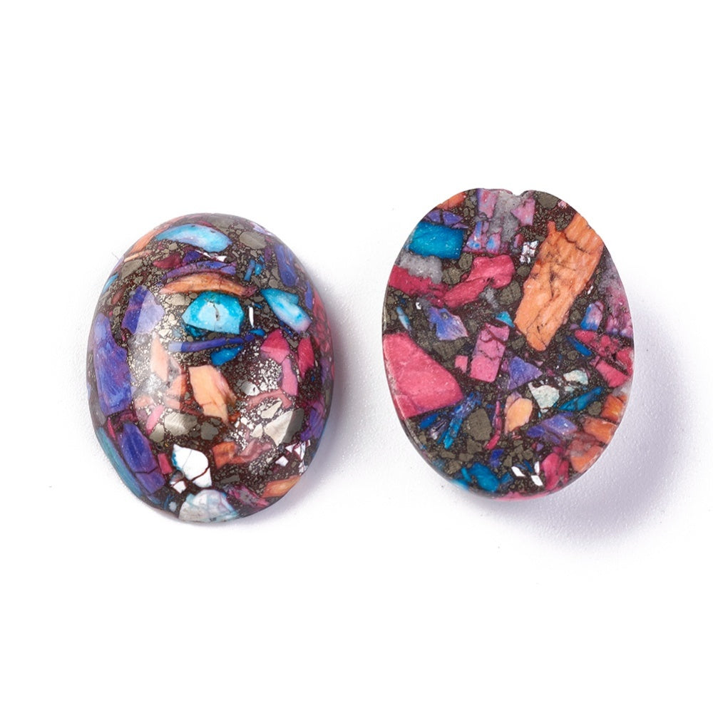 Cabochon Imiterad Turkos - Multifärgad Oval 25x18mm 1 styck Hilmas Pyssel