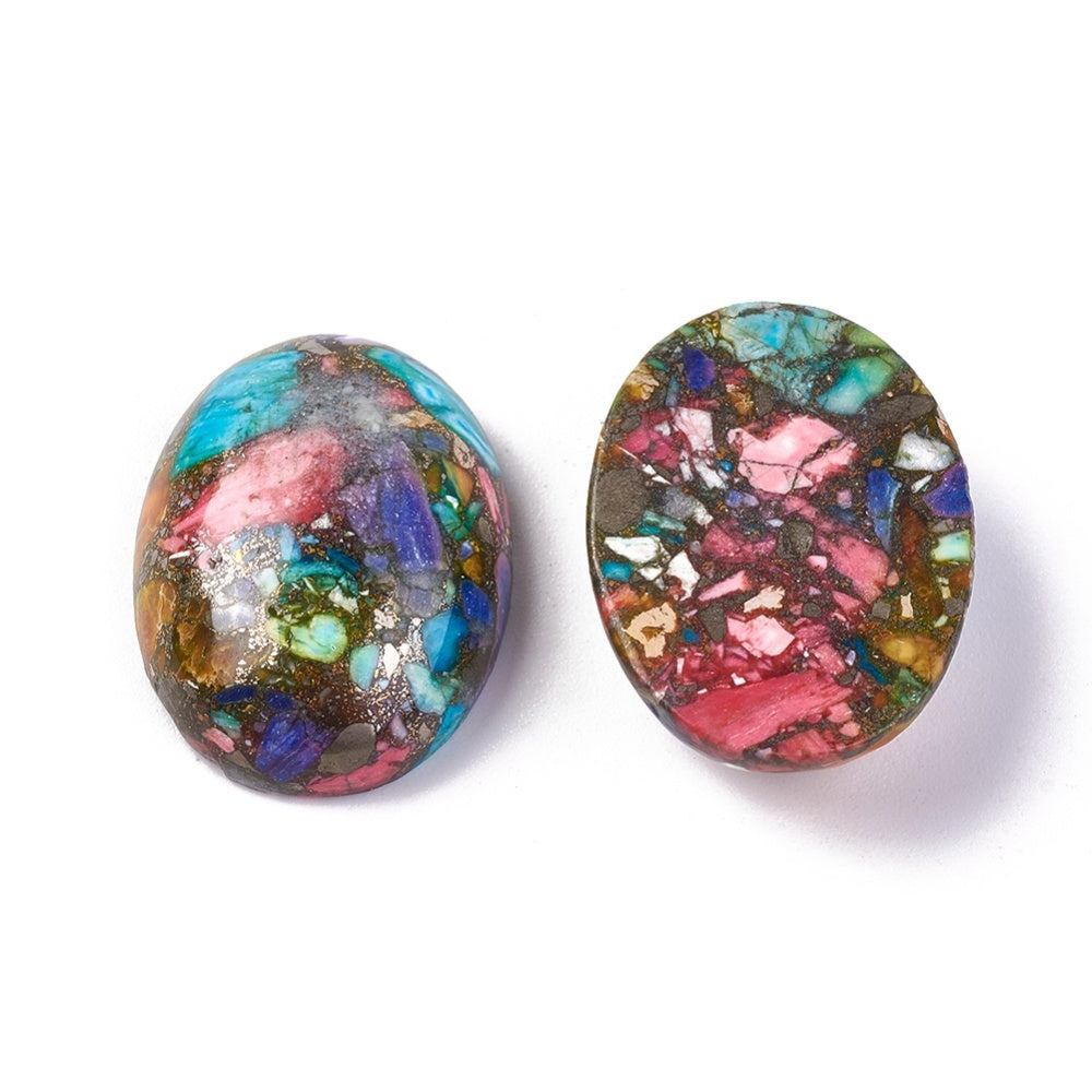 Cabochon Imiterad Regalite - Multifärgad Oval 25x18mm 1 styck Hilmas Pyssel
