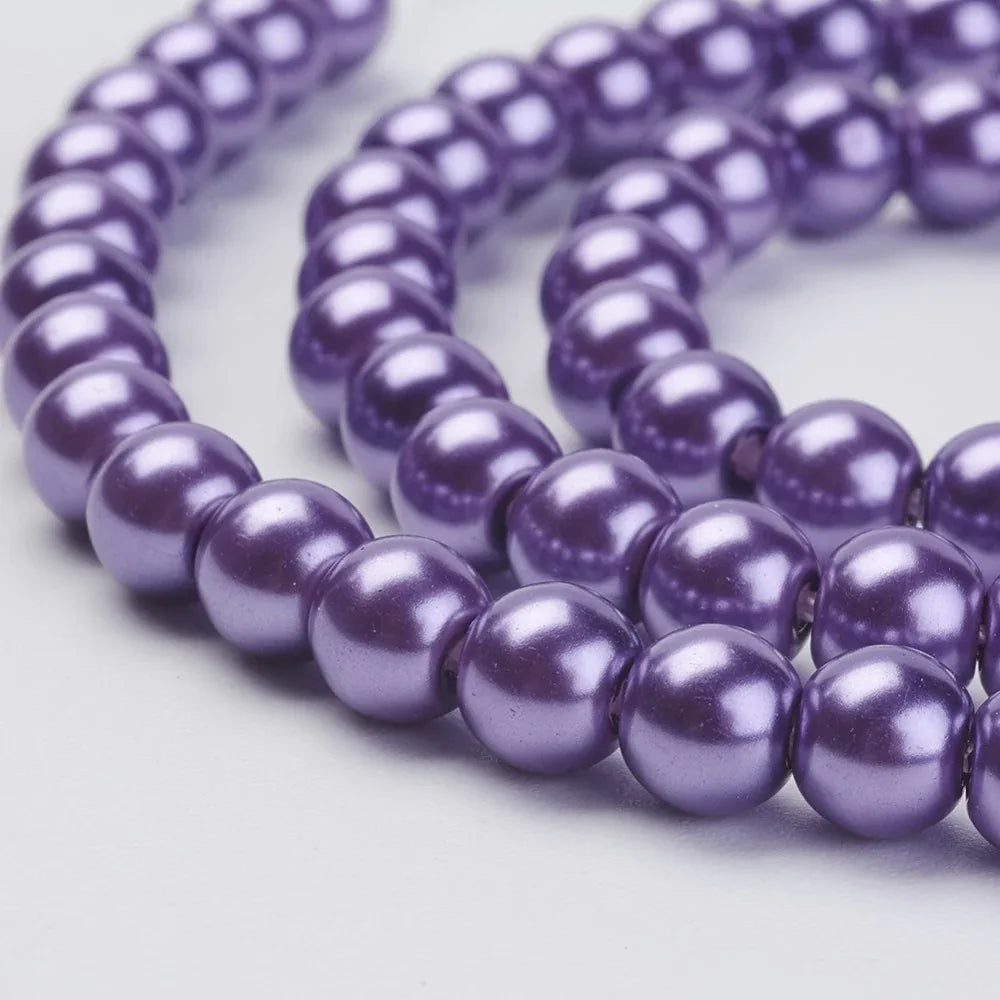 Vaxade glaspärlor - Mauve 6mm 1 sträng Hilmas Pyssel