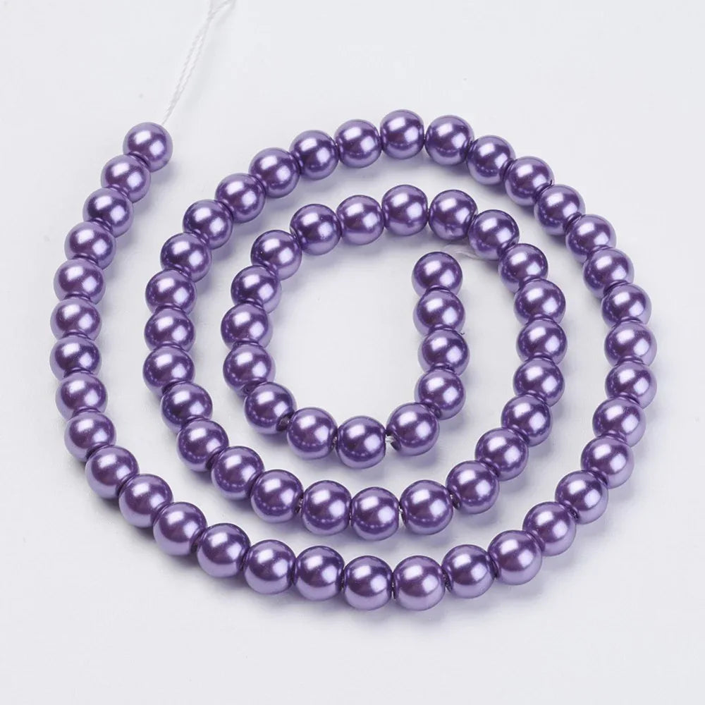 Vaxade glaspärlor - Mauve 6mm 1 sträng Hilmas Pyssel