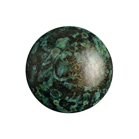 Cabochon par Puca® - Metallic Matte Green Spotted 18 mm, 1 styck Les perles par Puca® - Paris