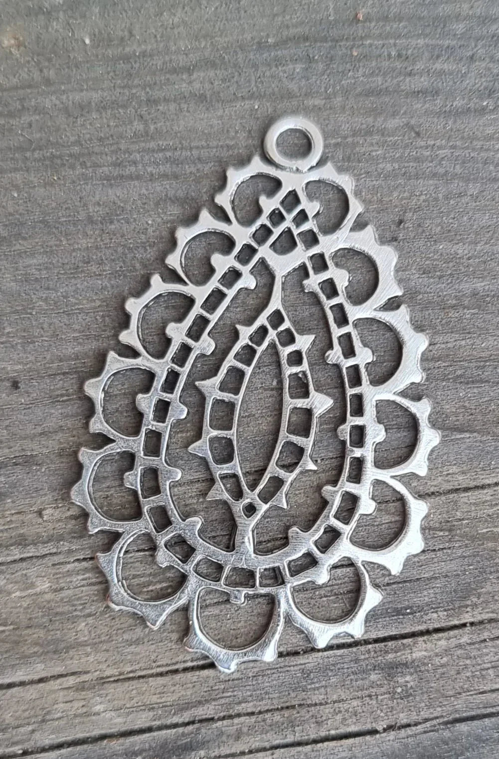 Hänge Silverpläterad - Filigree Droppe 28x40mm 1 styck Grekisk Metall