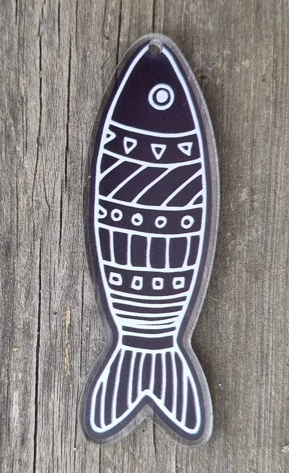 Hänge Plexi/Akryl - Stor fisk Grå/Vit 1 styck Hilmas Pyssel